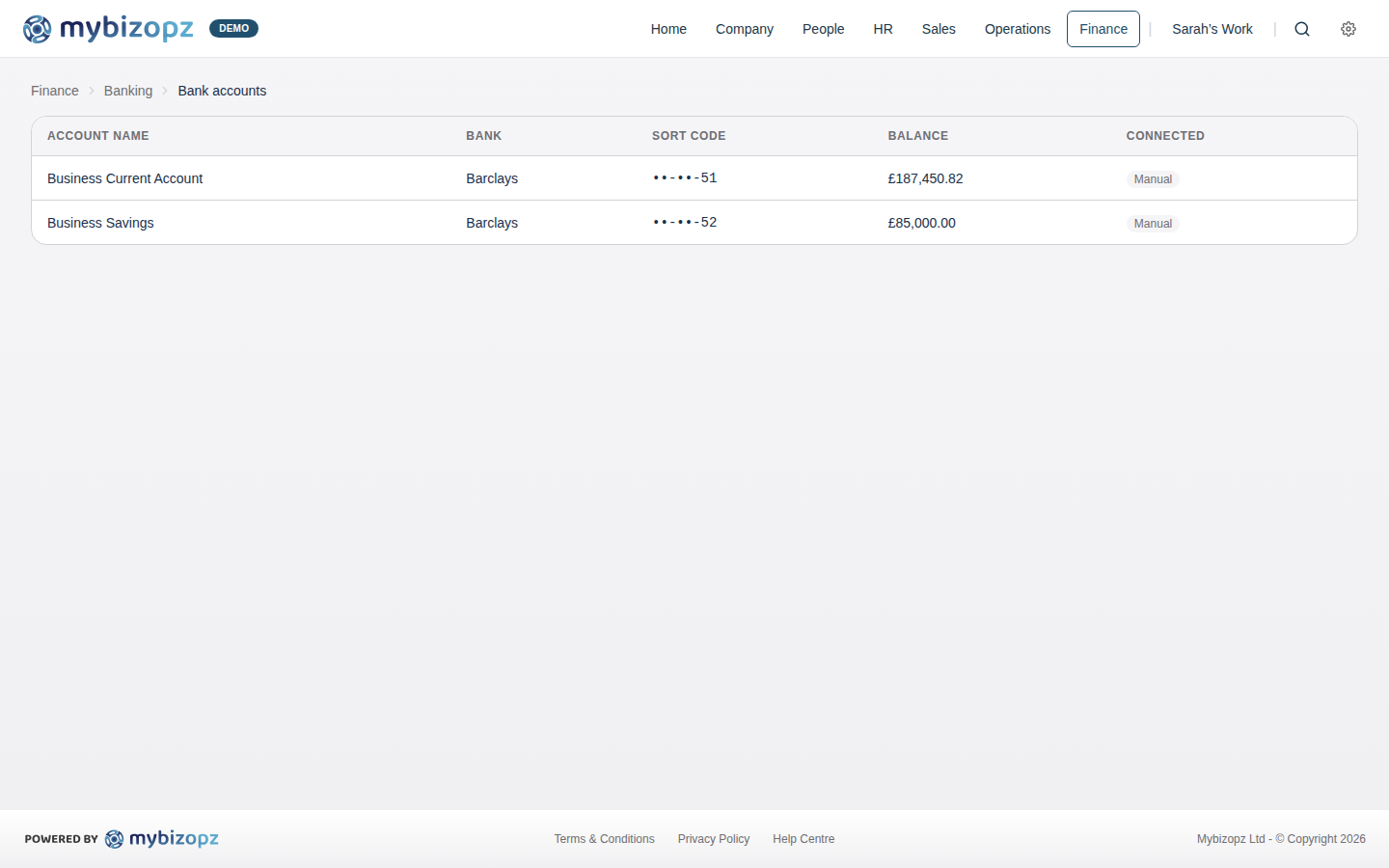 mybizopz bank reconciliation and transaction matching