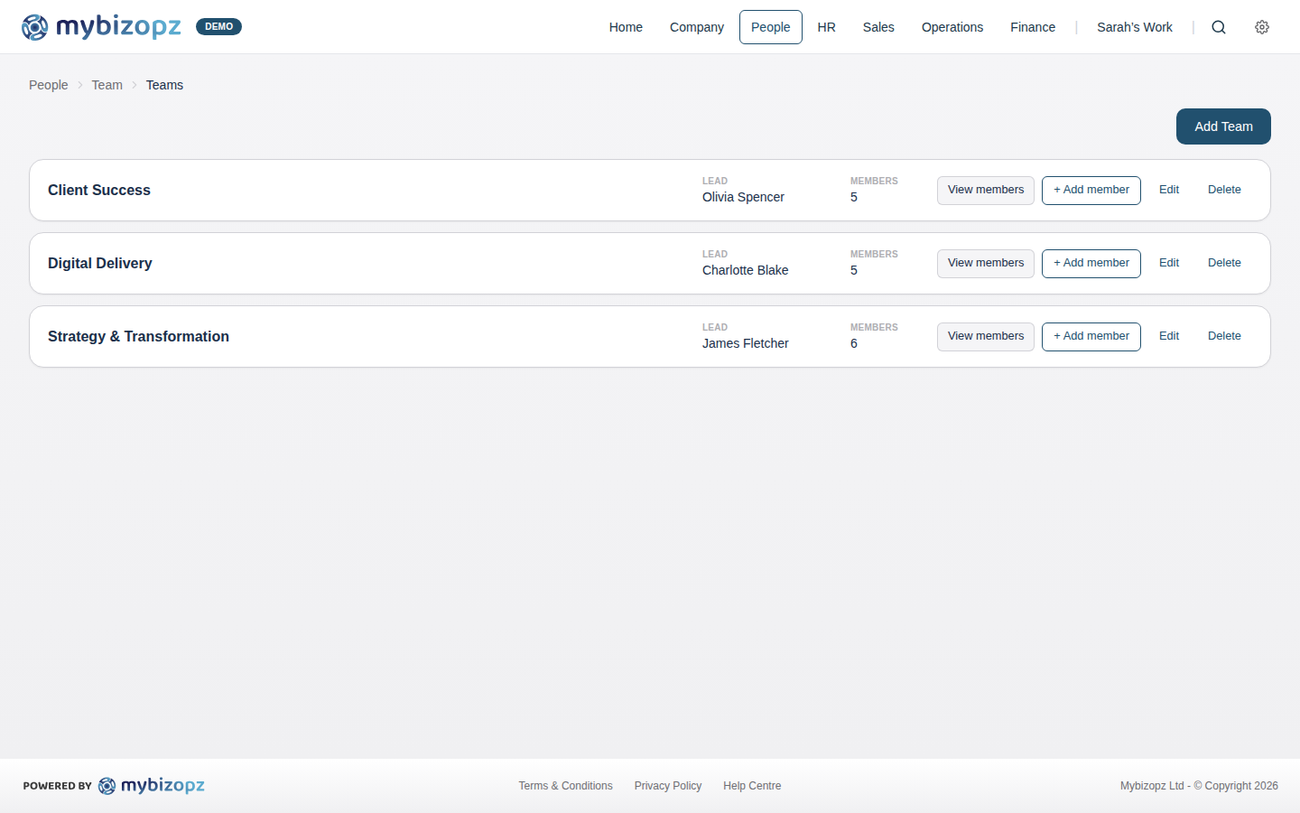 mybizopz training records and team skill tracking